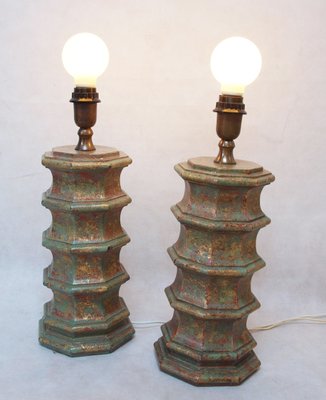 Carved Table Lamps from Palladio, Italy, 1970s, Set of 2-LCV-1437864