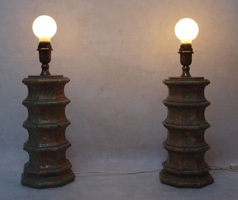 Carved Table Lamps from Palladio, Italy, 1970s, Set of 2-LCV-1437864