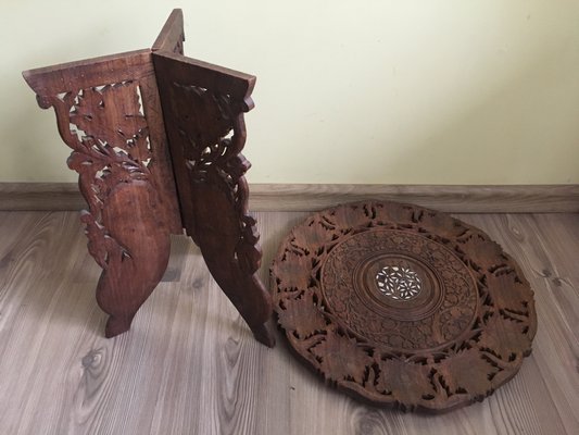 Carved Teak Coffee Table, 1970s-WQQ-692617