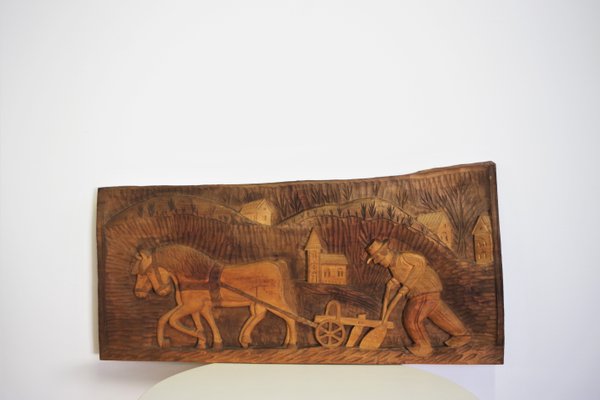 Carved Walnut Decorative Picture, 1970s-KNM-906164