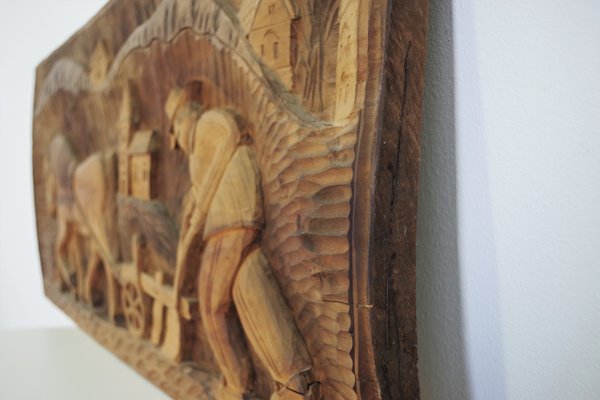 Carved Walnut Decorative Picture, 1970s-KNM-906164