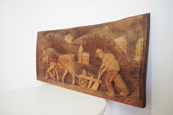 Carved Walnut Decorative Picture, 1970s-KNM-906164