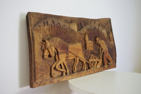 Carved Walnut Decorative Picture, 1970s-KNM-906164