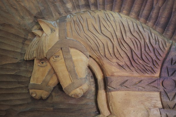 Carved Walnut Decorative Picture, 1970s-KNM-906164