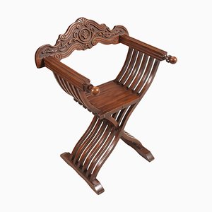 Carved Walnut Desk Chair by Michele Bonciani, 1930s-NJV-585662