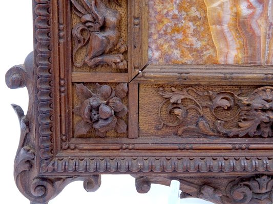 Carved Walnut Frame with Marble Composition, Late 1800s-MLN-980363