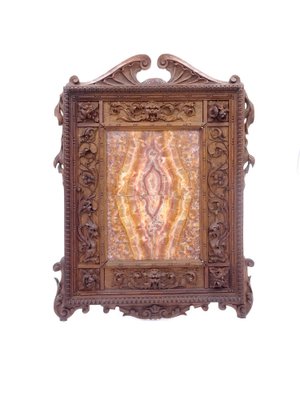 Carved Walnut Frame with Marble Composition, Late 1800s-MLN-980363