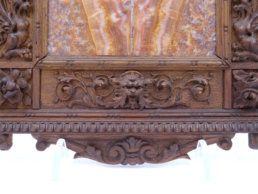 Carved Walnut Frame with Marble Composition, Late 1800s-MLN-980363