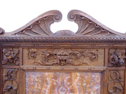 Carved Walnut Frame with Marble Composition, Late 1800s-MLN-980363