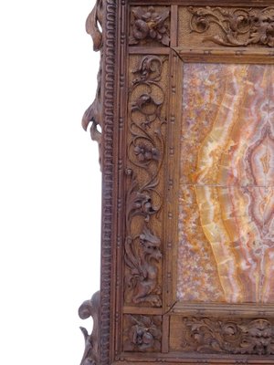 Carved Walnut Frame with Marble Composition, Late 1800s-MLN-980363