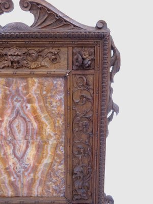 Carved Walnut Frame with Marble Composition, Late 1800s-MLN-980363