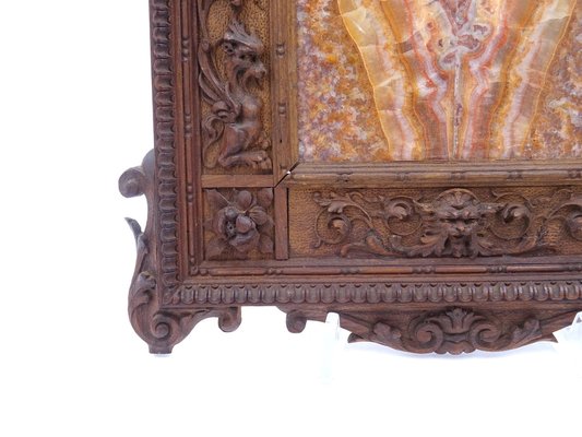 Carved Walnut Frame with Marble Composition, Late 1800s-MLN-980363