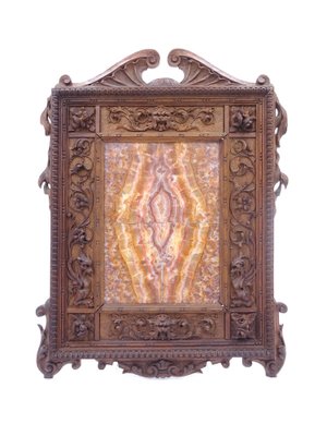 Carved Walnut Frame with Marble Composition, Late 1800s-MLN-980363