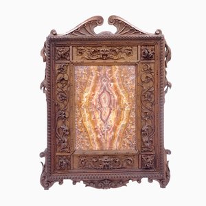 Carved Walnut Frame with Marble Composition, Late 1800s-MLN-980363