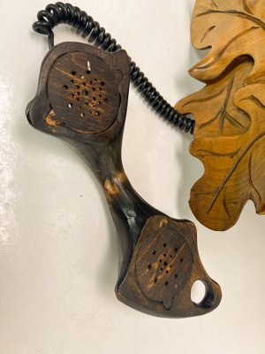 Carved Wood Black Forest Wall Sculpture Telephone with Bird, 1920s-WZZ-1702719