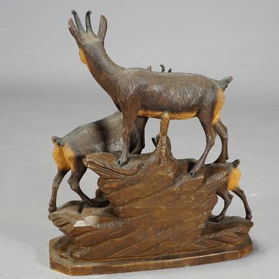 Carved Wood Chamois Family by Ernst Heissl, 1900s-KJP-1149361