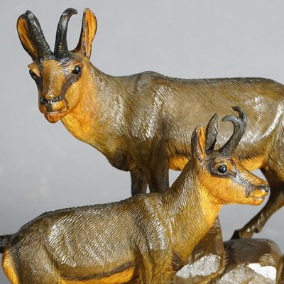 Carved Wood Chamois Family by Ernst Heissl, Ebensee, Austria, 1900s-KJP-1149523