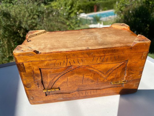 Carved Wood Chinese Box with Decor Pattern, China, 1900s-UR-1320845