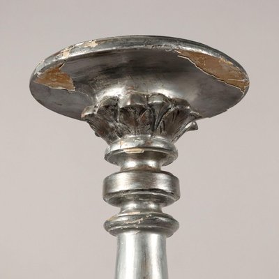 Carved Wood & Silver Candleholder-VMM-1784635