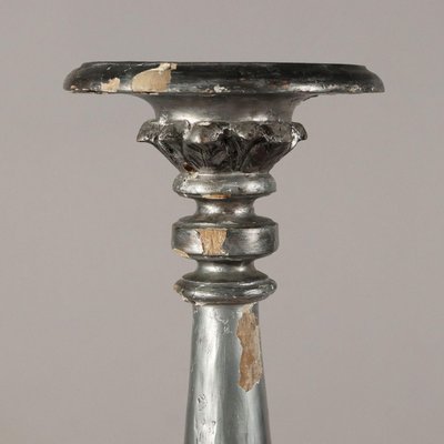 Carved Wood & Silver Candleholder-VMM-1784635