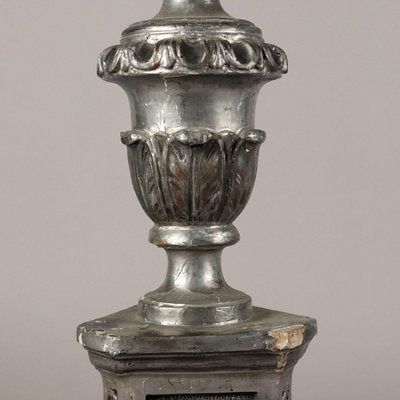 Carved Wood & Silver Candleholder-VMM-1784635