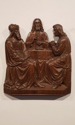 Carved Wood Tryptich Emmaus Experience Altar Panel-NQV-709619