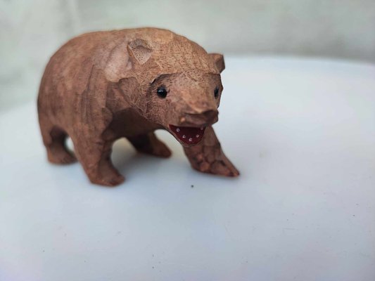 Carved Wooden Bear Figure, 1920s-1940s-CAQ-2040491