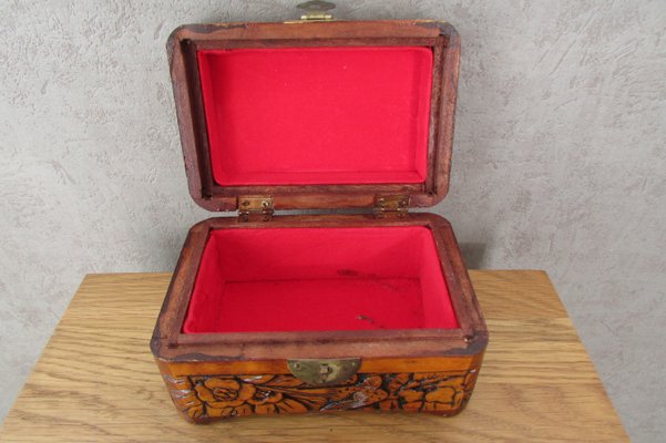 Carved Wooden Box Birds & Flowers, Asia, 1940s-RDN-2028285