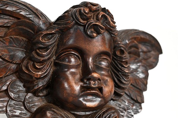 Carved Wooden Cherubs, Late 19th Century, Set of 2-RVK-1395825