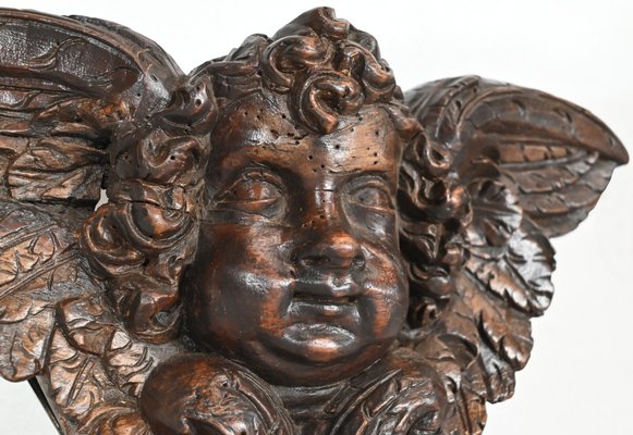 Carved Wooden Cherubs, Late 19th Century, Set of 2-RVK-1395825