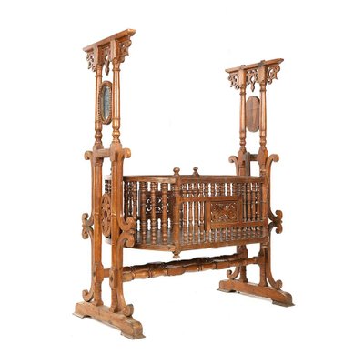 Carved Wooden Cradle, 1920s-NQ-738388