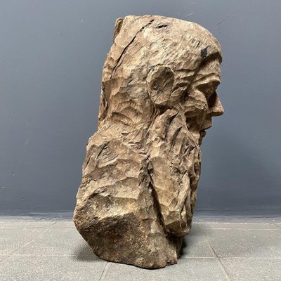 Carved Wooden Head of Man with Beard-NPL-1327896