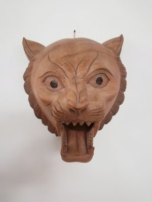 Carved Wooden Mask of Roaring Tiger-UIW-1296145