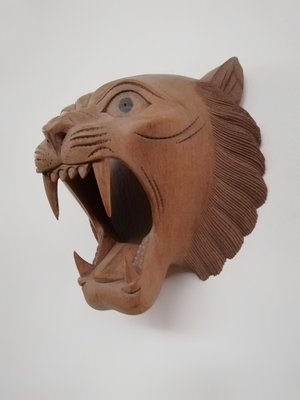 Carved Wooden Mask of Roaring Tiger-UIW-1296145