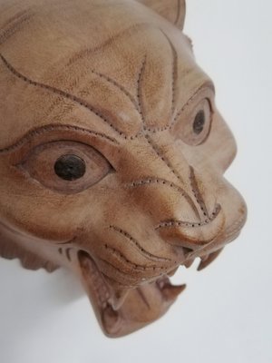 Carved Wooden Mask of Roaring Tiger-UIW-1296145