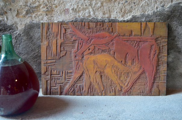 Carved Wooden Plaque, 1970s-AIU-706449