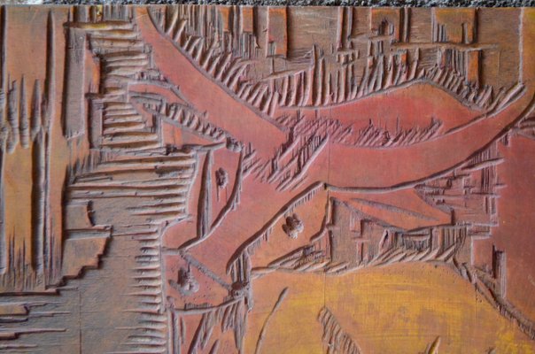 Carved Wooden Plaque, 1970s-AIU-706449