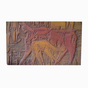 Carved Wooden Plaque, 1970s-AIU-706449