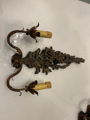 Carved Wooden Sconces, 1940s, Set of 2-JJC-1774591