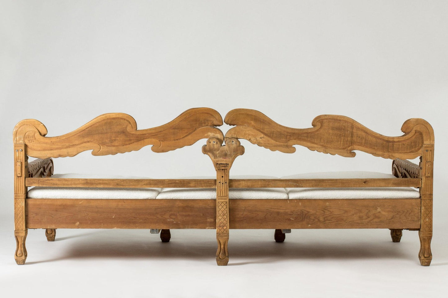 Carved Wooden Sofa by Knut Fjaestad, 1936