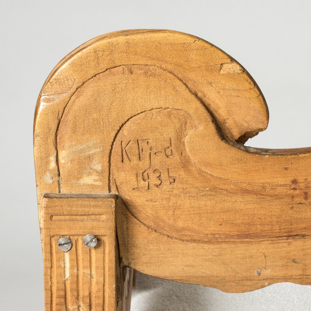 Carved Wooden Sofa by Knut Fjaestad, 1936