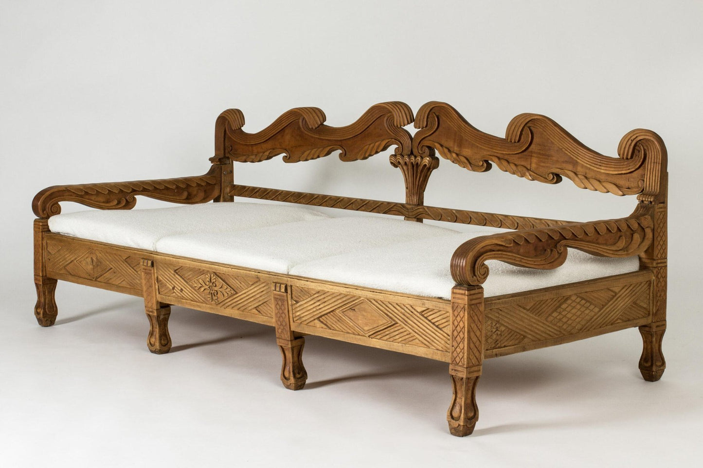 Carved Wooden Sofa by Knut Fjaestad, 1936