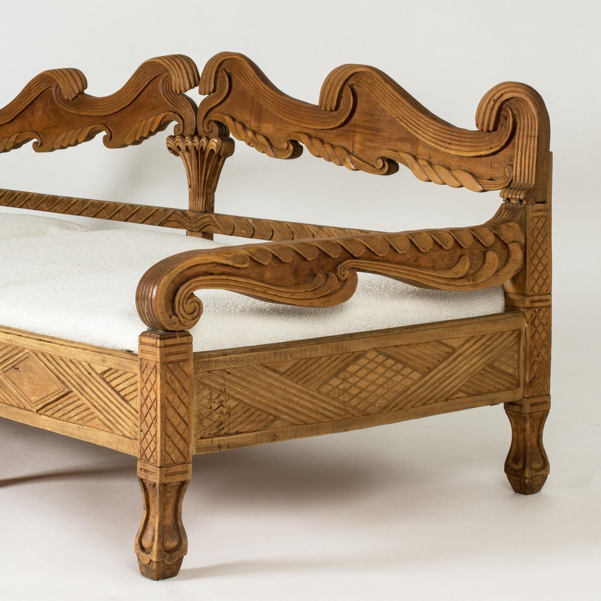 Carved Wooden Sofa by Knut Fjaestad, 1936