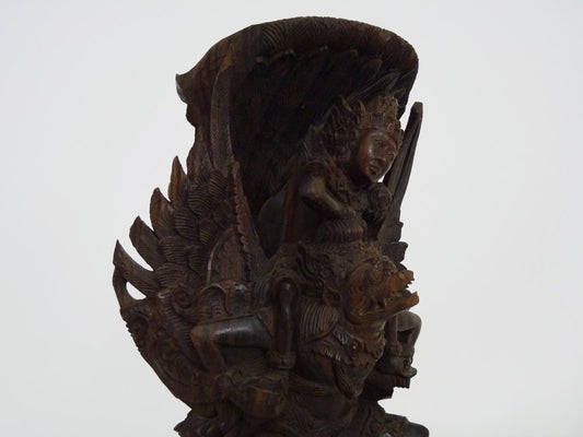 Carved Wooden Statue of Vishnu Riding Garuda, Bali, Indonesia, 1930s