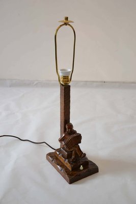 Carved Wooden Table Lamp, 1930s-SPD-833416