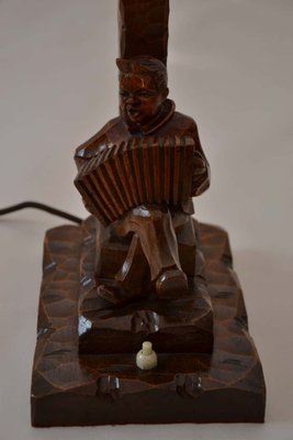 Carved Wooden Table Lamp, 1930s-SPD-833416