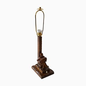 Carved Wooden Table Lamp, 1930s-SPD-833416