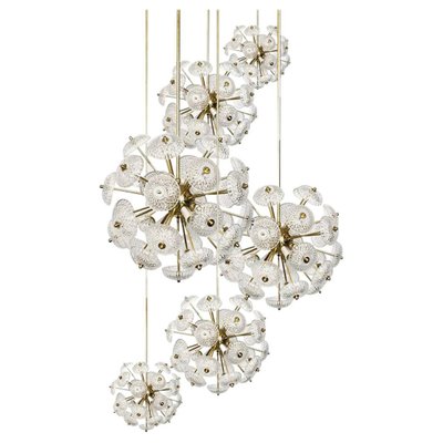 Cascade Brass and Glass Chandelier in the Manner of Emil Stejnar-VDW-910937