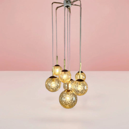 Cascade Ceiling Lamp in Brass & Glass from Doria Leuchten, Germany