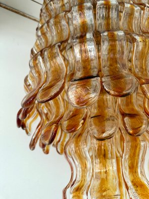 Cascade Wave Chandelier in Amber Murano Glass attributed to Mazzega, Italy, 1970s-FUE-2020628